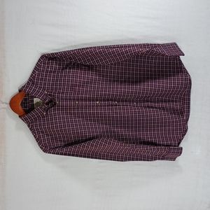 St. John Bay:long sleeve Red wine plaid dress shirt size "  M. "